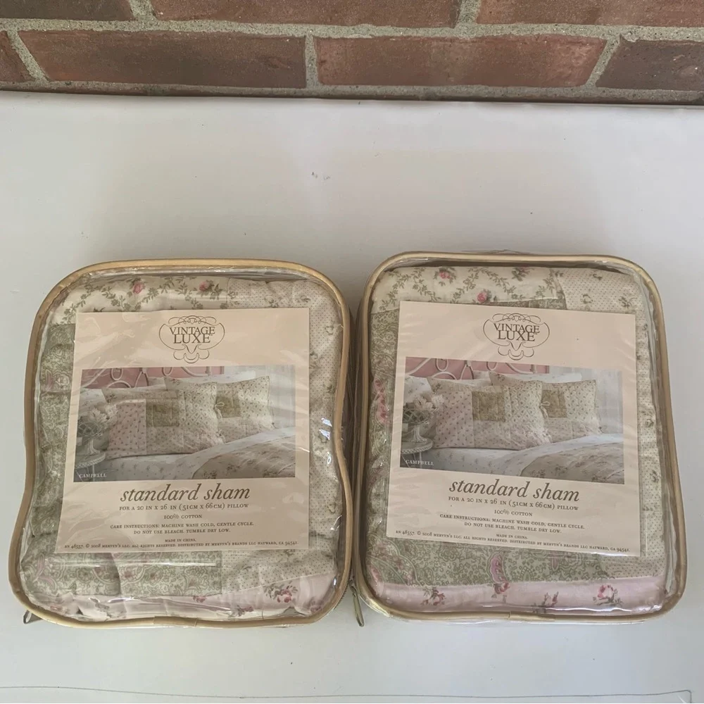 2 Packs Vintage Luxe Standard Sham Floral 2 Sham Each Pack 4 Total 100% cotton